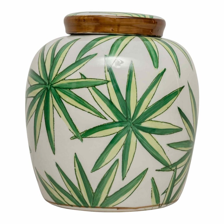 Adams Needle 9 Hand-Painted Ginger Jar - Garden Inspired Home Decor