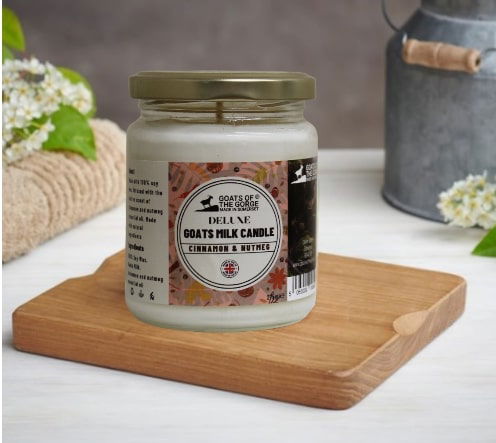 Goats Milk Candle - Soy Wax, Cinnamon & Nutmeg Essential Oil, Natural Home Fragrance