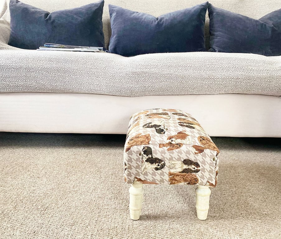 Dog Fabric Footstool with Drawer - Storage and Stylish Dog Furniture