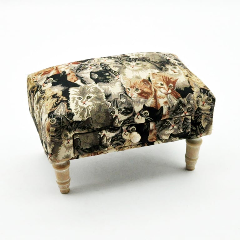 Cat Fabric Footstool with Drawer - Sturdy Storage Footrest for Home Decor