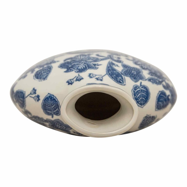 Blue and White Anemone Floral Hand Painted Table Vase