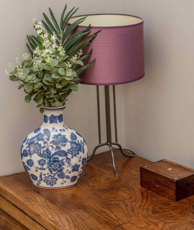 Blue and White Anemone Floral Hand Painted Table Vase
