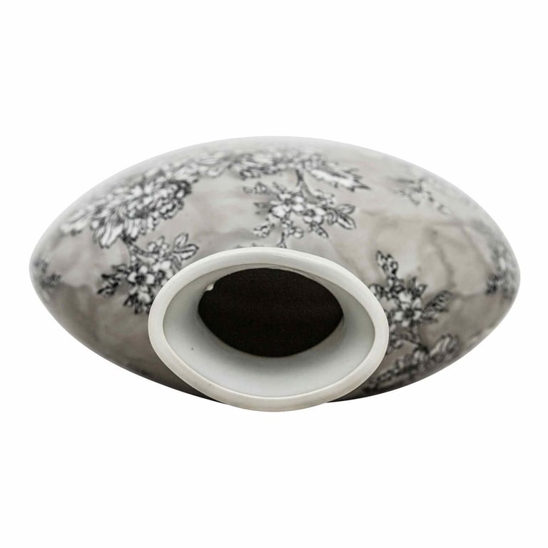 Grey & White Peony Floral Bottle Vase - Elegant Home Decor Accent
