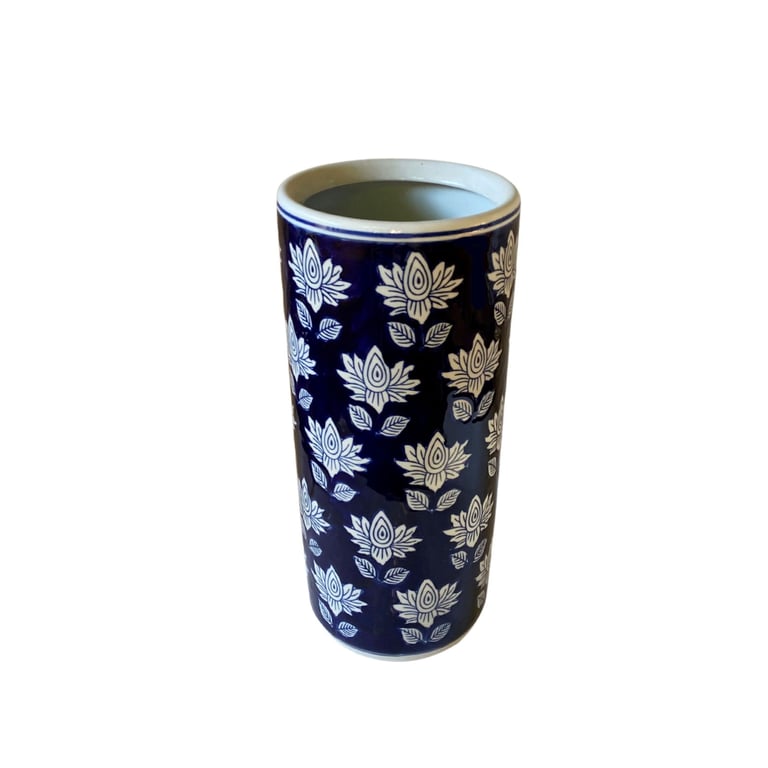 Blue White Flower Ceramic Umbrella Stand - Hallway Organizer and Indoor Storage