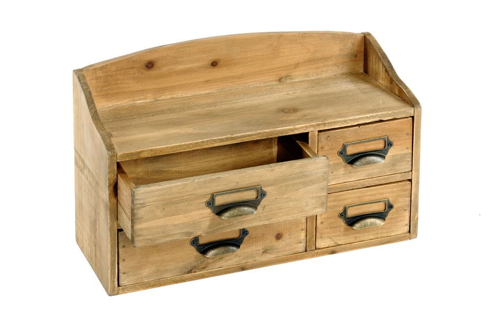 Shabby Chic Small Wooden 4 Drawer Cabinet Office & Kitchen Organizer