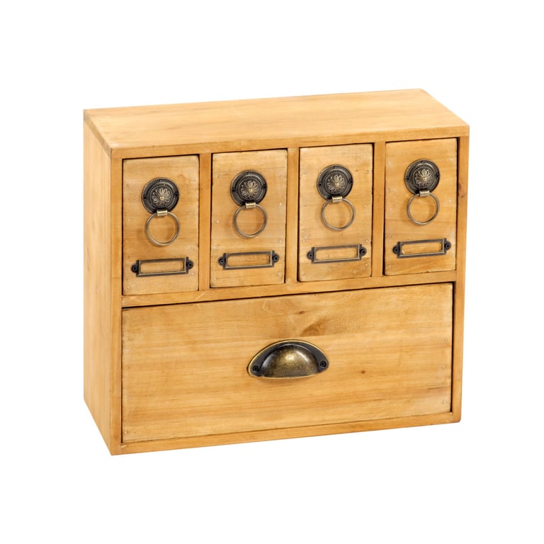 Shabby Chic Office Organiser - 5 Drawers with Labeled Storage for Small Items