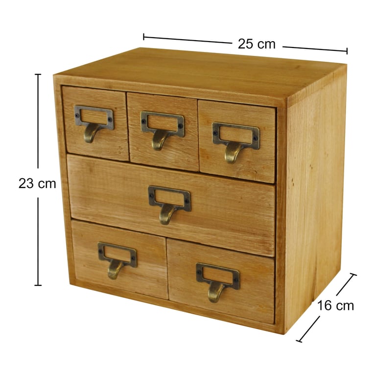Wooden 6 Drawer Storage Unit for Office Desk Organization and Trinket Storage