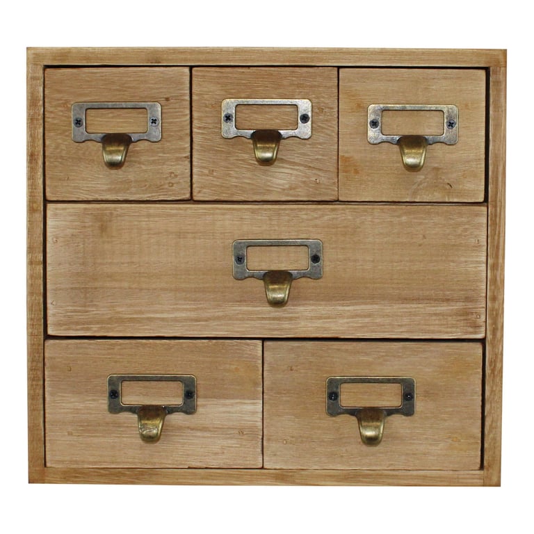 Wooden 6 Drawer Storage Unit for Office Desk Organization and Trinket Storage