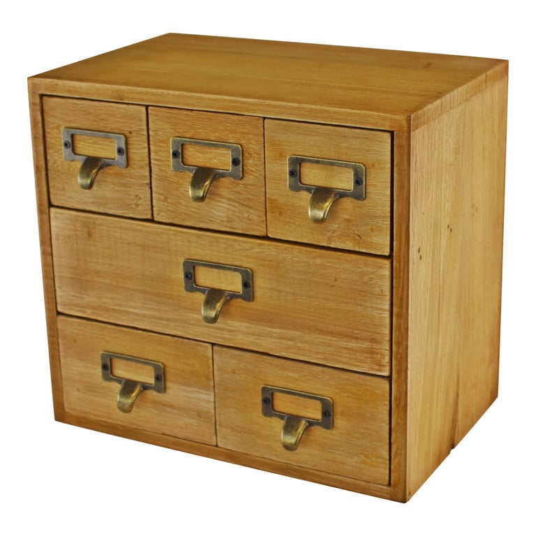 Wooden 6 Drawer Storage Unit for Office Desk Organization and Trinket Storage