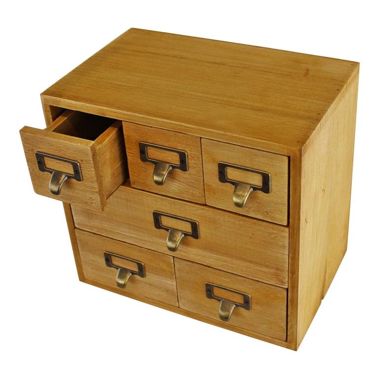 Wooden 6 Drawer Storage Unit for Office Desk Organization and Trinket Storage