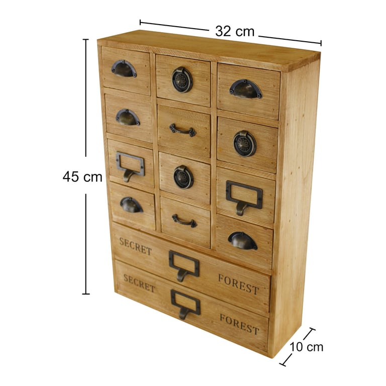 14 Drawer Wooden Storage Unit - Office Desk & Bedroom Organizer