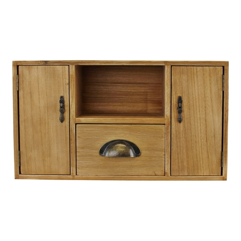 Small Wooden Cabinet with Cupboards and Drawer - Magnetic Latches, Interchangeable Design