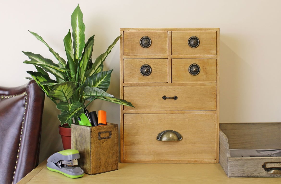 6 Drawer Wooden Storage Cabinet - Assorted Sizes, Office & Bedroom Organization Solutions