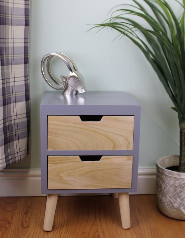 Grey 2 Drawer Chest Storage Unit - Firwood & MDF Construction, Grey Finish