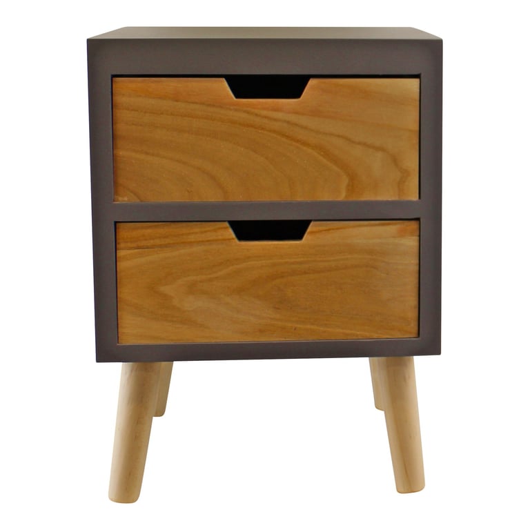 Grey 2 Drawer Chest Storage Unit - Firwood & MDF Construction, Grey Finish