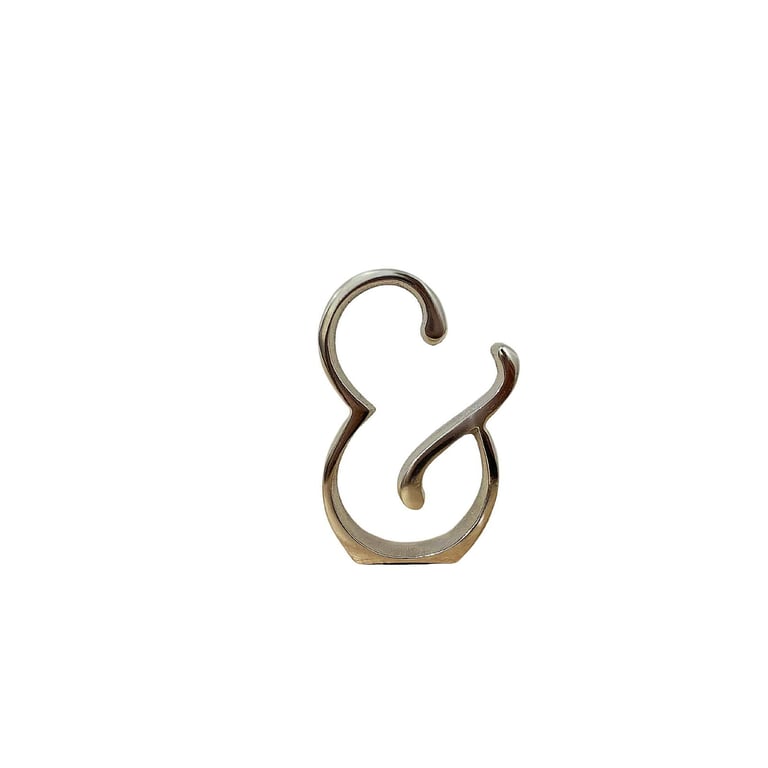Silver Aluminium Ampersand Sign Ornament - Freestanding Home Decor Decoration