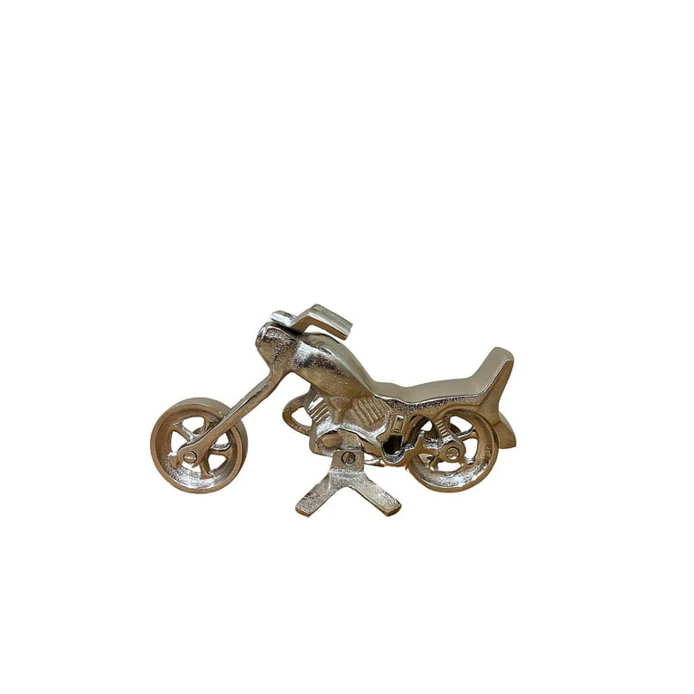 Silver Aluminium Freestanding Motorcycle Ornament with Moving Wheels