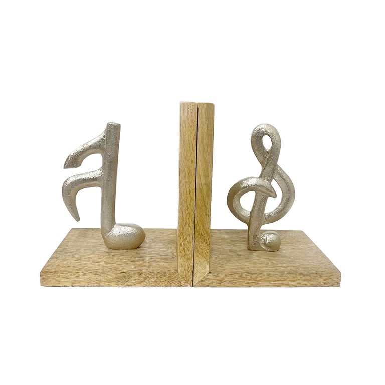 Musical Note Wooden Bookends - Treble Clef & Semiquaver Design
