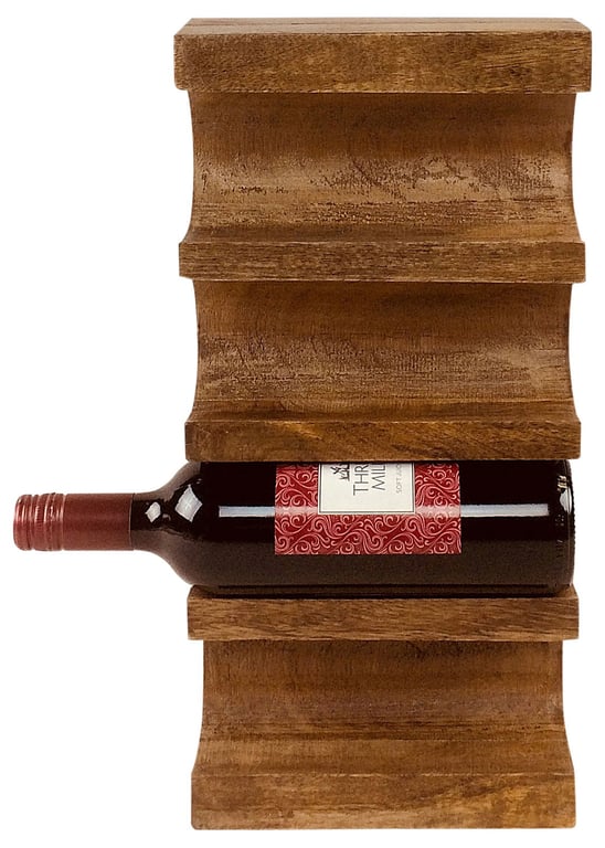 Mango Wood Wall Mounted Wine Rack - 4 Bottle Capacity