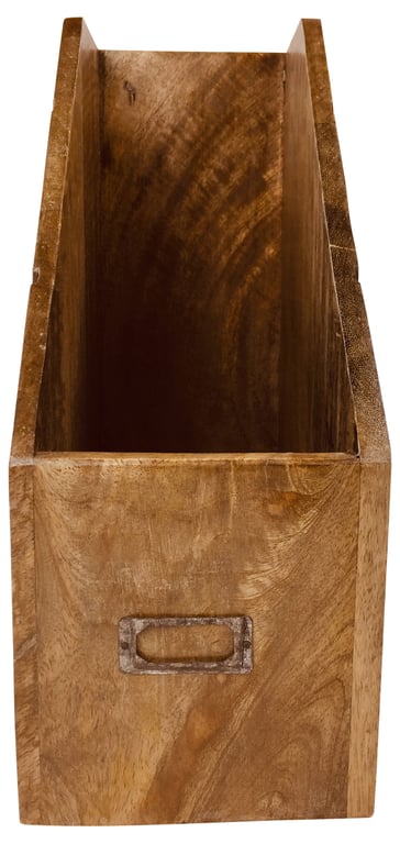 Solid Wood Magazine Holder with Metal Note Card Holder and Nameplate Insert - Rustic Home Decor Storage Solution