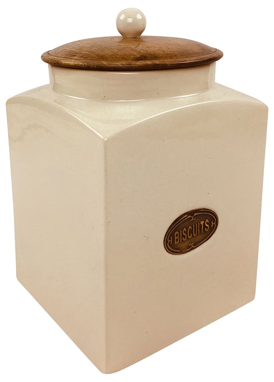 Ceramic Glazed Biscuit Jar - Air Tight Storage Container for Home and Kitchen Use