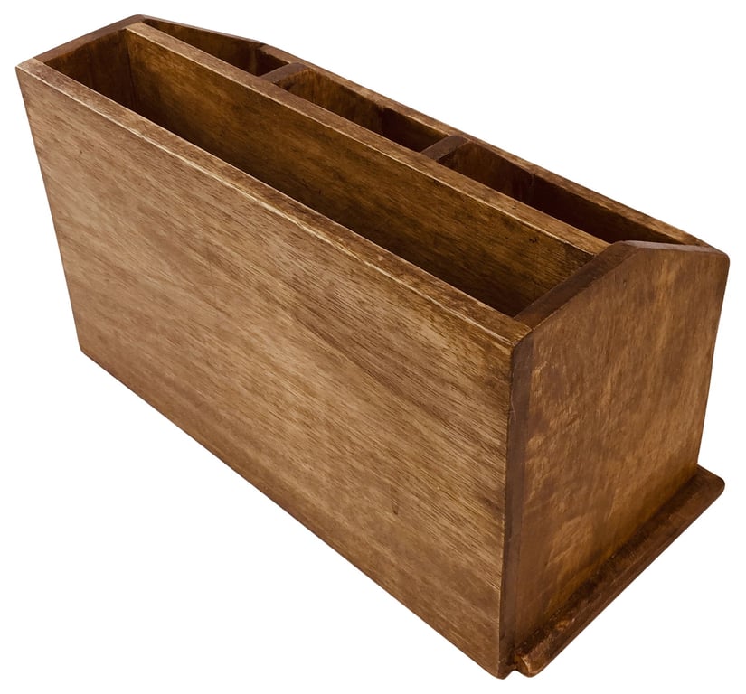 Rustic Desktop Organizer With Multiple Storage Compartments and Drawers - Mango Wood Construction