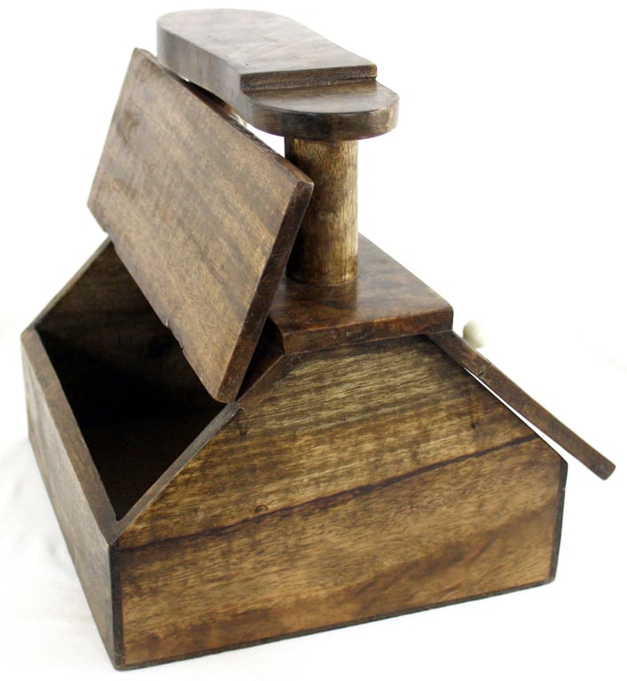 Mango Wood Shoe Shine Cabinet with Storage and Stand