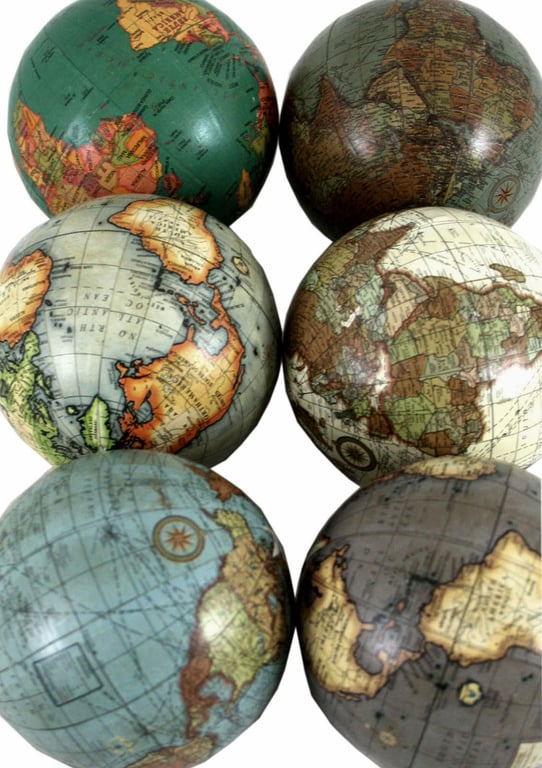 Decorative Globe Set - 6 x Miniature Coloured Globes for Home Decor