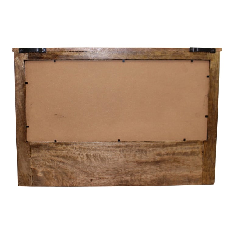 Mango Wood Blackboard with Storage and Key Hooks - Rustic Country Cottage Decor