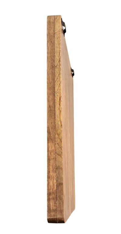 Mango Wood Key Holder - Rustic Wooden Storage Board for 8 Keys with Hand-Painted Ceramic Accents