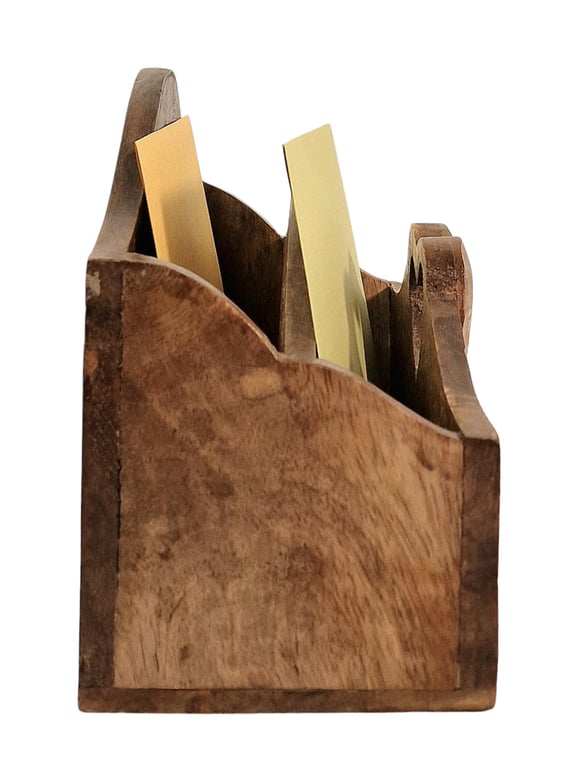 Mango Wood Letter Rack with Heart Design - Handcrafted, Sustainable Home Decor
