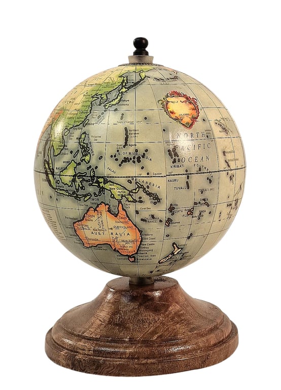 Handcrafted 5 Inch Mango Wood Globe Stand - Rustic World Globe Decoration