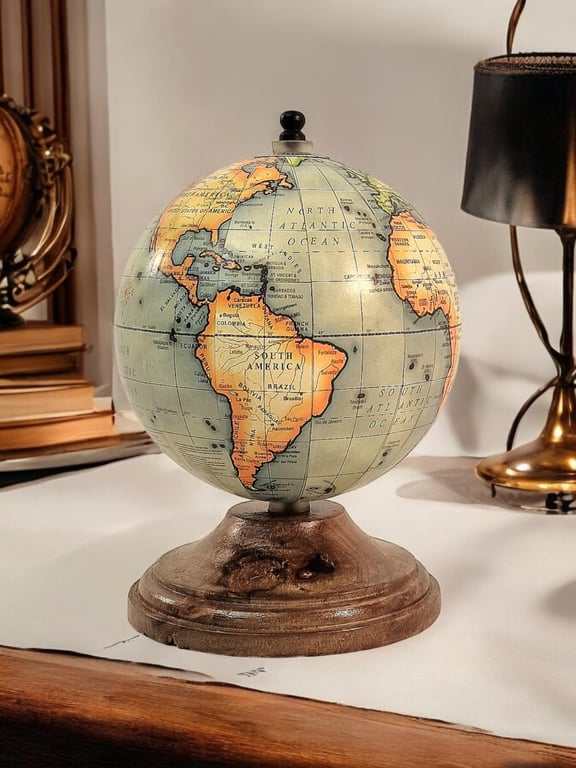 Handcrafted 5 Inch Mango Wood Globe Stand - Rustic World Globe Decoration