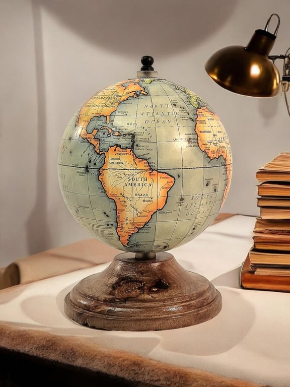 Handcrafted 5 Inch Mango Wood Globe Stand - Rustic World Globe Decoration