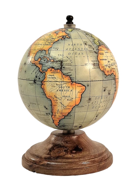 Handcrafted 5 Inch Mango Wood Globe Stand - Rustic World Globe Decoration