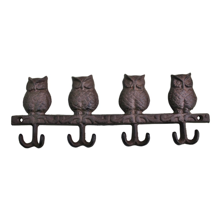 Rustic Metal Owl Coat Hooks - Industrial Style Wall Decor Storage Solutions