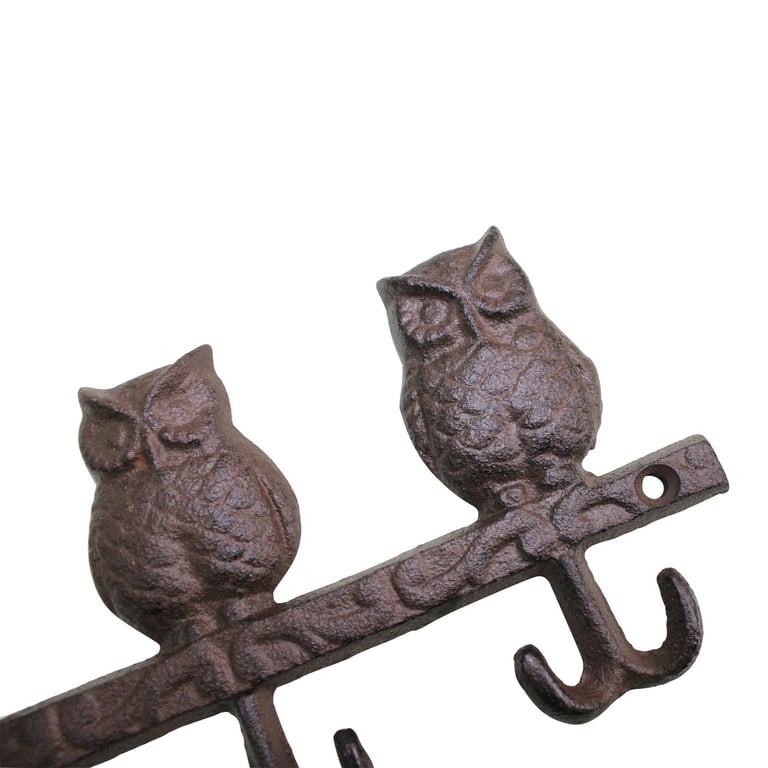 Rustic Metal Owl Coat Hooks - Industrial Style Wall Decor Storage Solutions