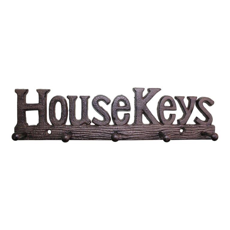 Rustic Cast Iron Wall Hooks - Industrial Style Storage with House Keys Design