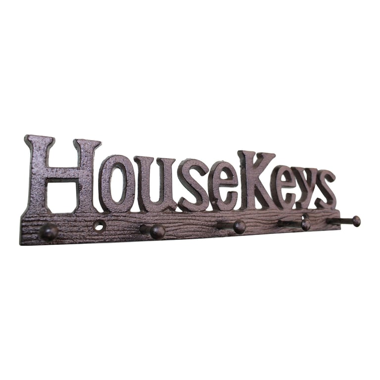 Rustic Cast Iron Wall Hooks - Industrial Style Storage with House Keys Design