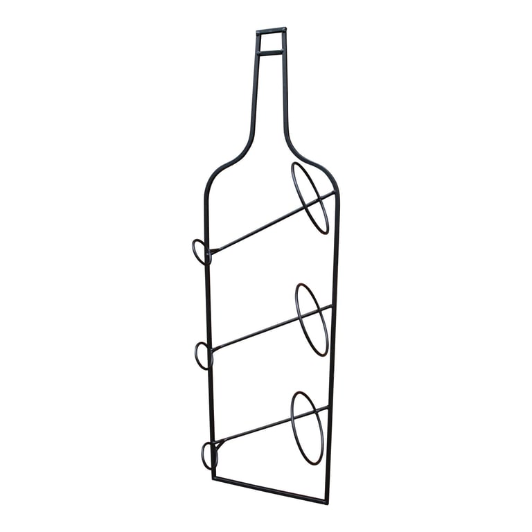 Wall Mounted Black Metal Wine Bottle Holder - 3 Bottle Storage Solution