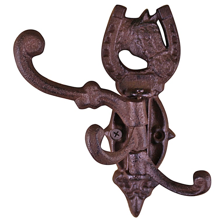 Cast Iron Wall Mounted Rotating Coat Hooks with Horse Design