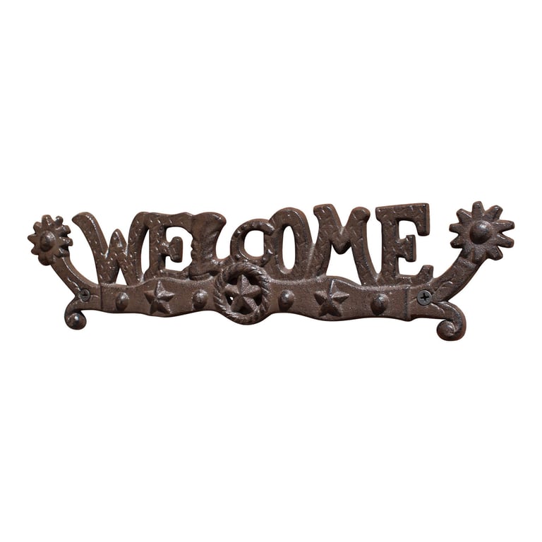 Rustic Cast Iron Decorative Welcome Sign - Distressed Horse-Themed Metal Wall Hanging