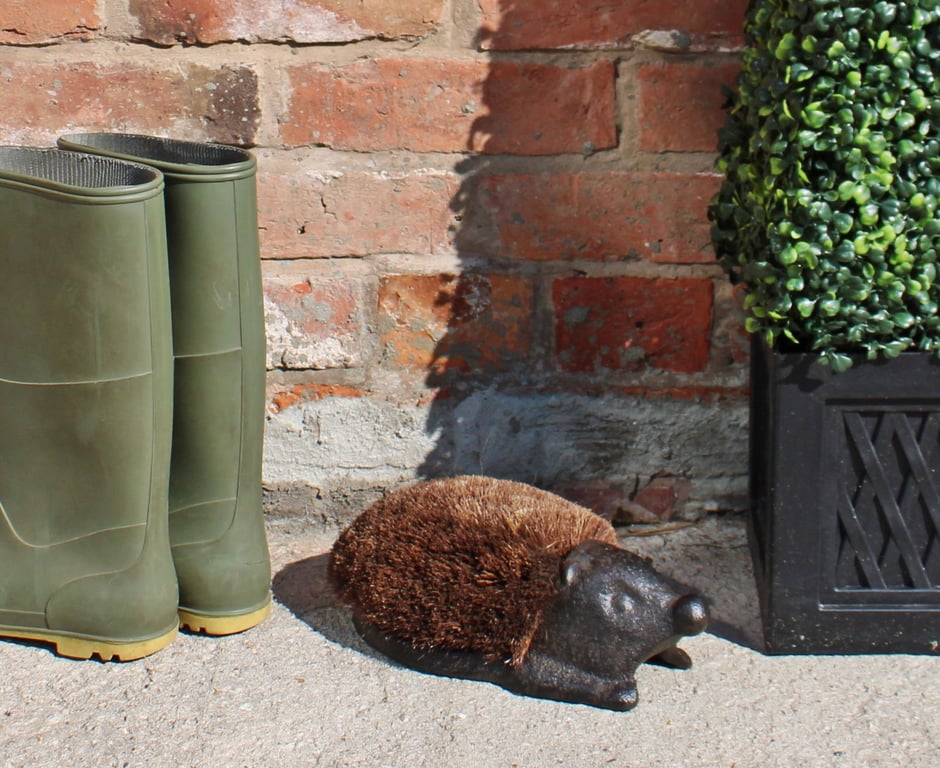 Cast Iron Hedgehog Boot Brush - Weather Resistant Outdoor Cleaner for Muddy Boots