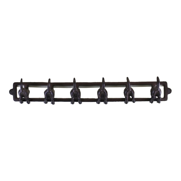 Rustic Metal Dog Tail Coat Hooks with 6 Industrial Style Hooks