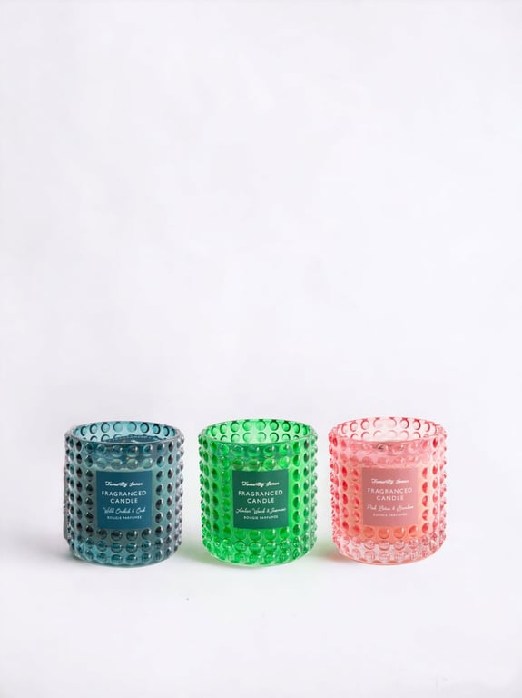 Bobbled Glass Fragranced Candles Set - 3 Unique Scents