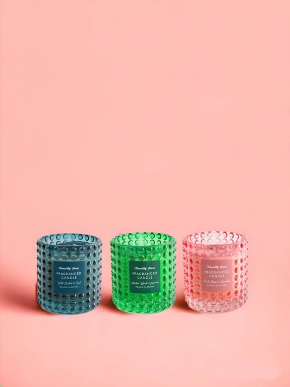Bobbled Glass Fragranced Candles Set - 3 Unique Scents