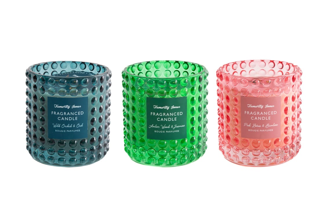 Bobbled Glass Fragranced Candles Set - 3 Unique Scents