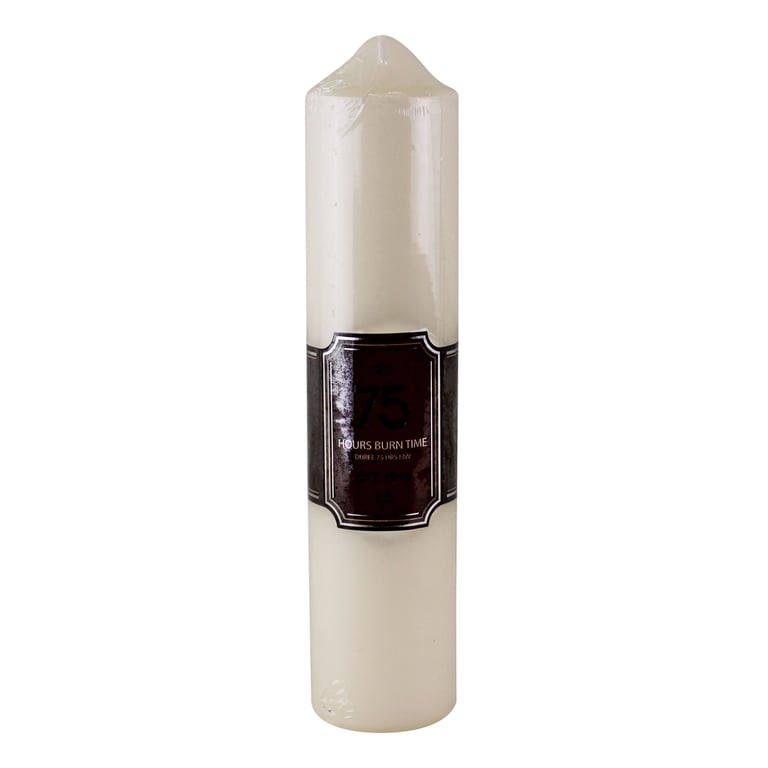 75 Hour White Pillar Candle - Long Lasting Home Decor Candle with 100 Wax and 5cm Diameter