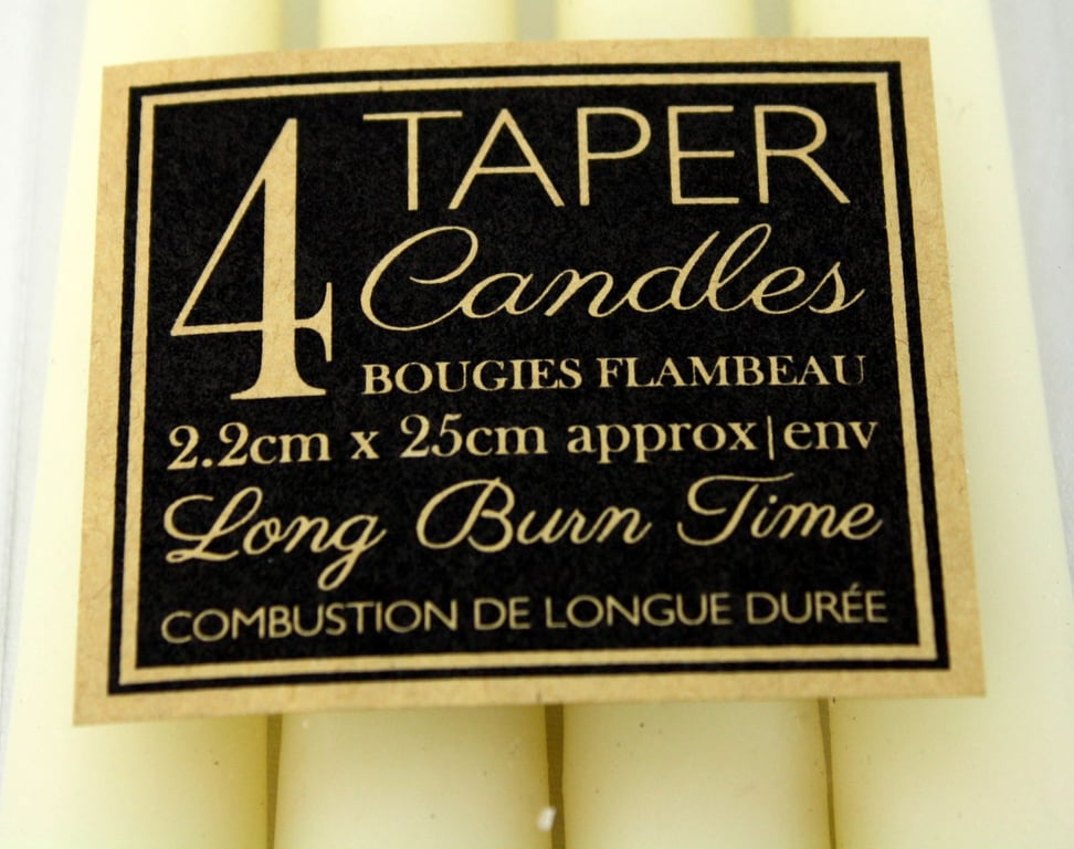 Ivory Taper Candles - Elegant Dinner Candles Gift Set of 4