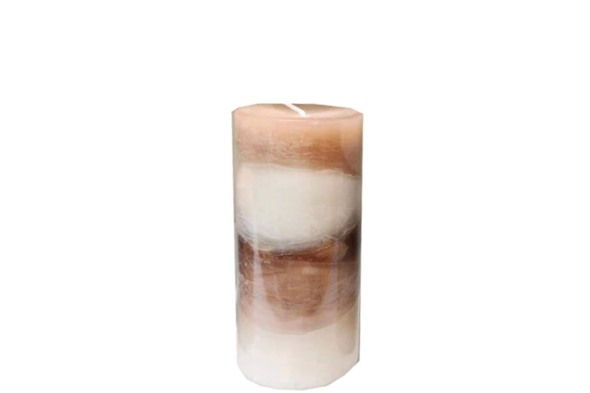 Vanilla Swirl Ombre High-Quality Wax Pillar Candle - 80 Hour Burn Time